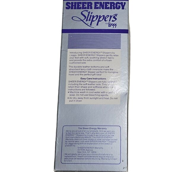 Vintage L'eggs Sheer Energy Soft Ballet Slippers Medium Blue Terry NEW 1980s - Picture 3 of 3